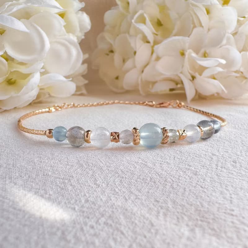 海藍寶 藍螢石 藍月亮石 拉長石 | 溝通 創造力 勇氣 | 手鍊手環