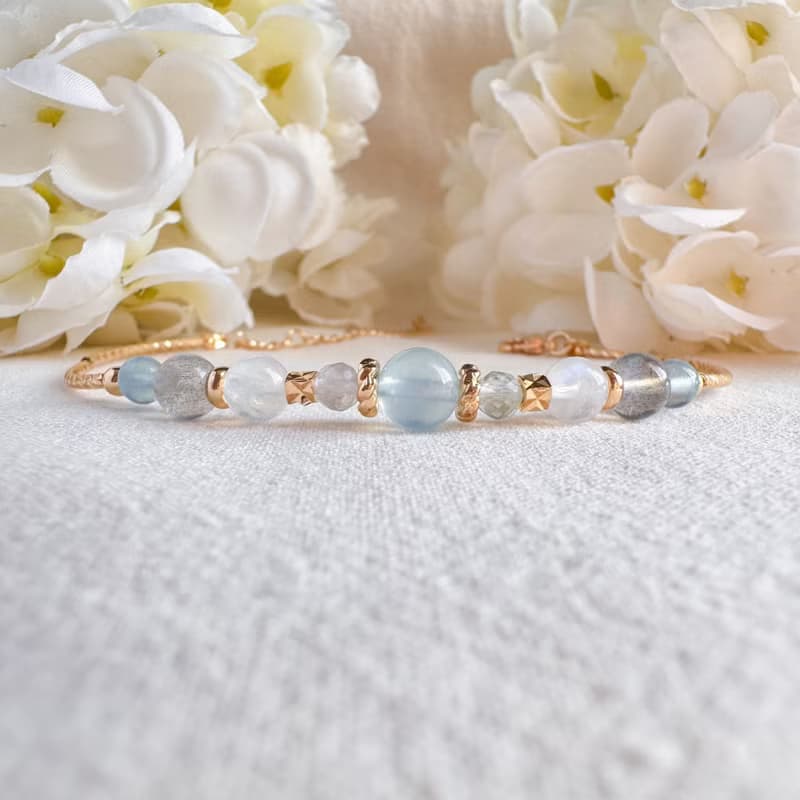 海藍寶 藍螢石 藍月亮石 拉長石 | 溝通 創造力 勇氣 | 手鍊手環