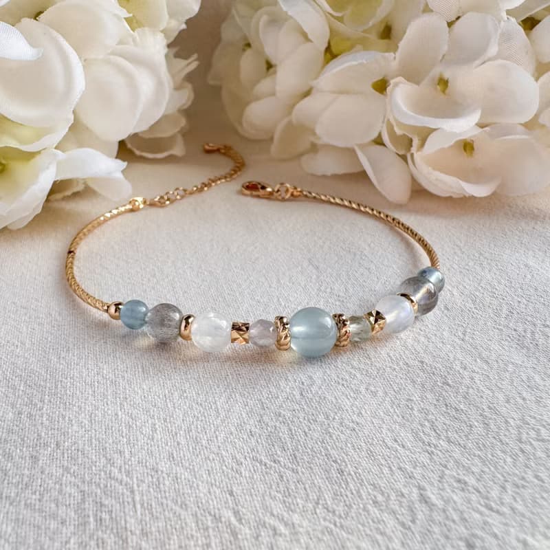 海藍寶 藍螢石 藍月亮石 拉長石 | 溝通 創造力 勇氣 | 手鍊手環