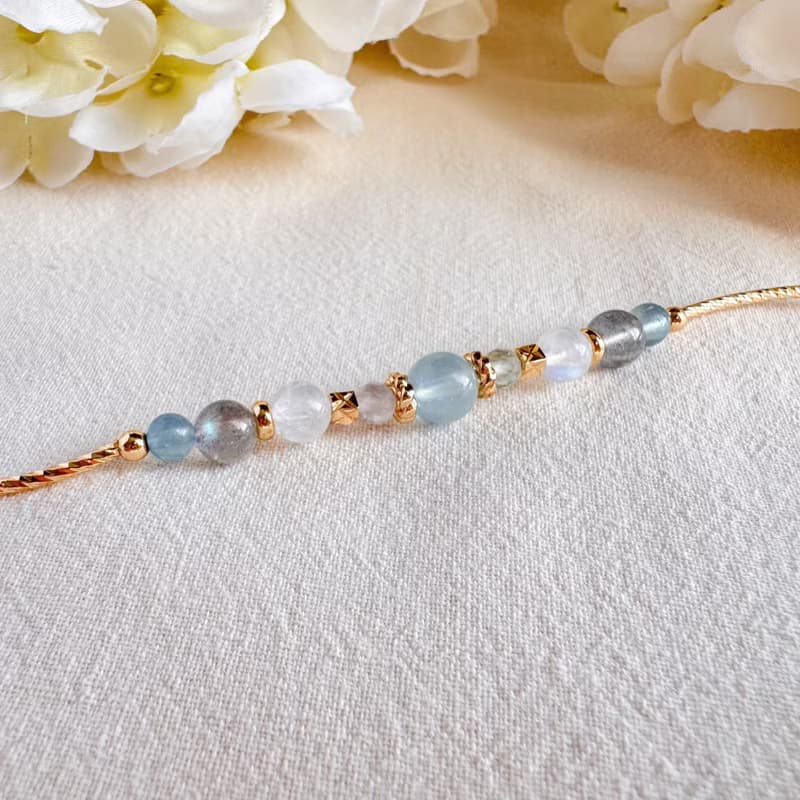 海藍寶 藍螢石 藍月亮石 拉長石 | 溝通 創造力 勇氣 | 手鍊手環