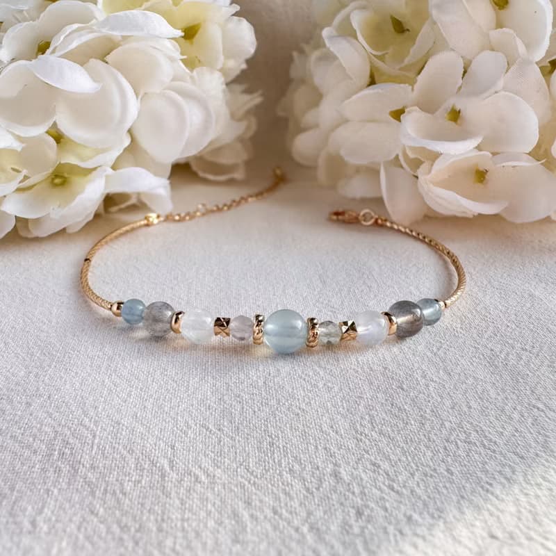 海藍寶 藍螢石 藍月亮石 拉長石 | 溝通 創造力 勇氣 | 手鍊手環