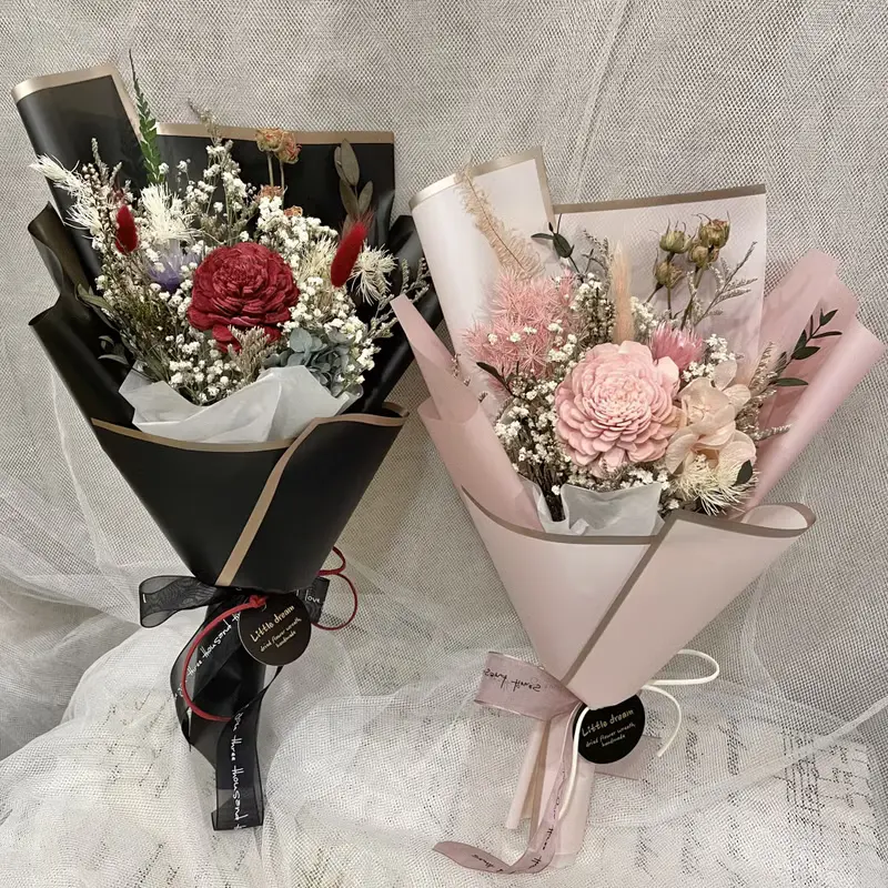 | 小夢境花藝 | 索拉玫瑰花 滿天星 乾燥花束 情人節花束