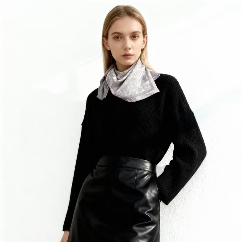 凡爾賽茹伊粉灰色 雙面絲巾絲巾環臻禮套裝 Jardin Des Fontaines