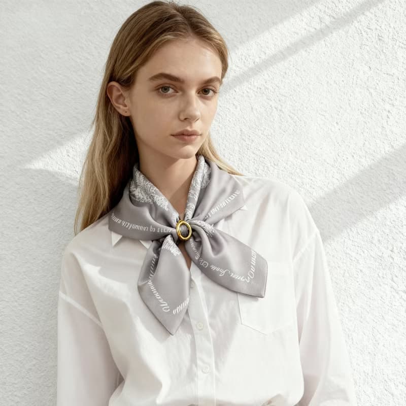 凡爾賽茹伊粉灰色 雙面絲巾絲巾環臻禮套裝 Jardin Des Fontaines