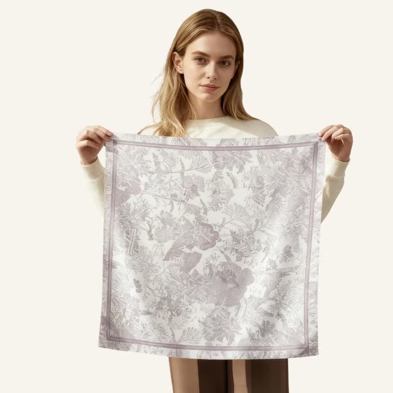 凡爾賽茹伊粉灰色 雙面絲巾絲巾環臻禮套裝 Jardin Des Fontaines