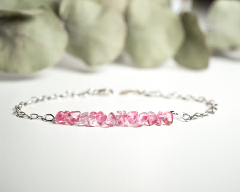 Pink Chalcedony Bracelet, 925 Silver, Gemini stone, Mother's Day Gift