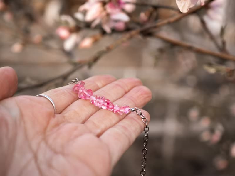 Pink Chalcedony Bracelet, 925 Silver, Gemini stone, Mother's Day Gift