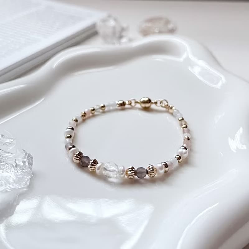 【小步舞曲】珍珠水晶手鍊/茶晶/紫水晶