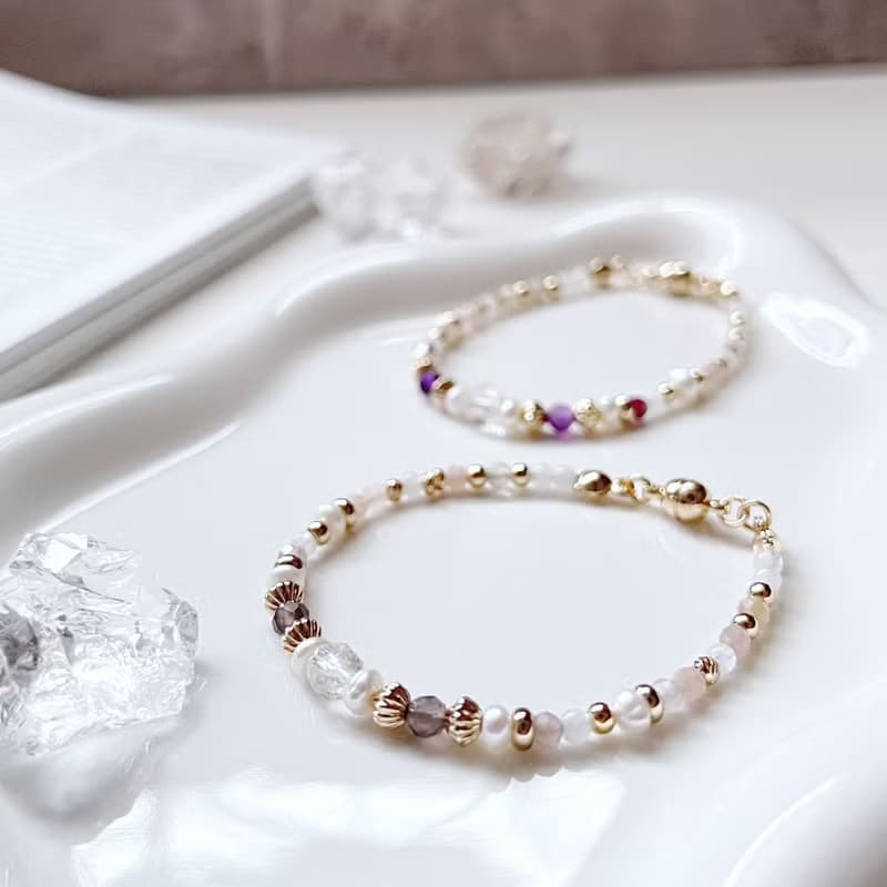 【小步舞曲】珍珠水晶手鍊/茶晶/紫水晶