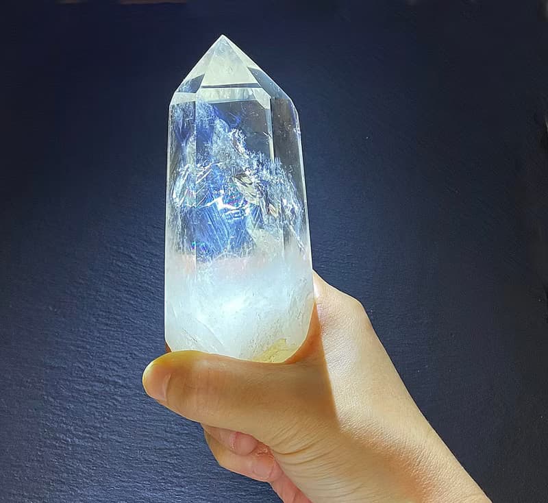 天使之翼 天然冰透彩紅胖胖藍針白水晶能量 水晶柱 開運//辟邪//