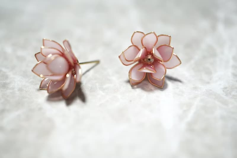 夏日蓮花 水晶花手工耳環