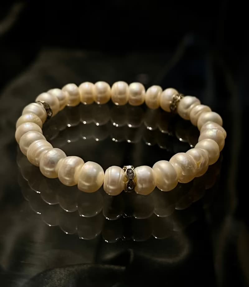 扁扁的 麵包珍珠 珍珠 手環 手鍊