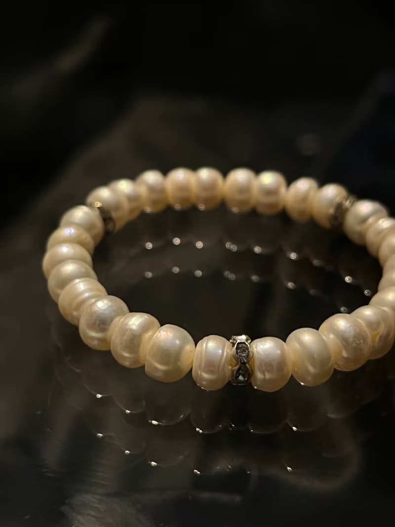 扁扁的 麵包珍珠 珍珠 手環 手鍊