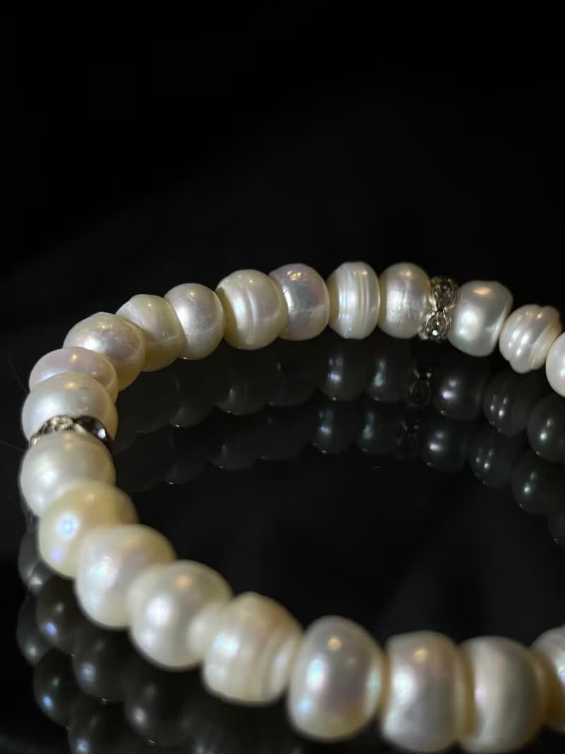 扁扁的 麵包珍珠 珍珠 手環 手鍊