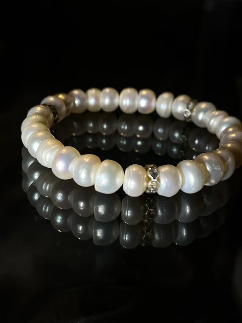 扁扁的 麵包珍珠 珍珠 手環 手鍊
