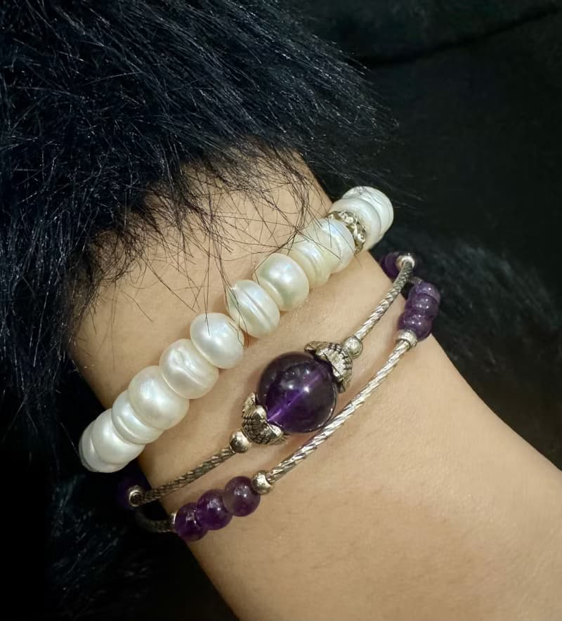 扁扁的 麵包珍珠 珍珠 手環 手鍊