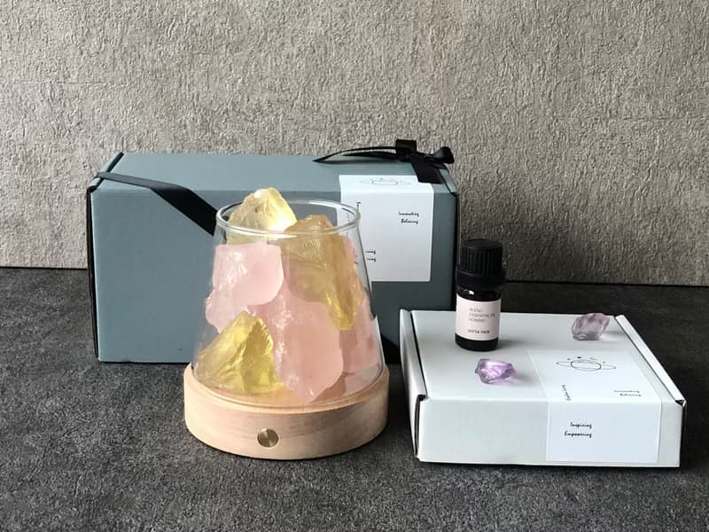 粉晶 黃水晶 擴香燈 礦石香氛燈系列