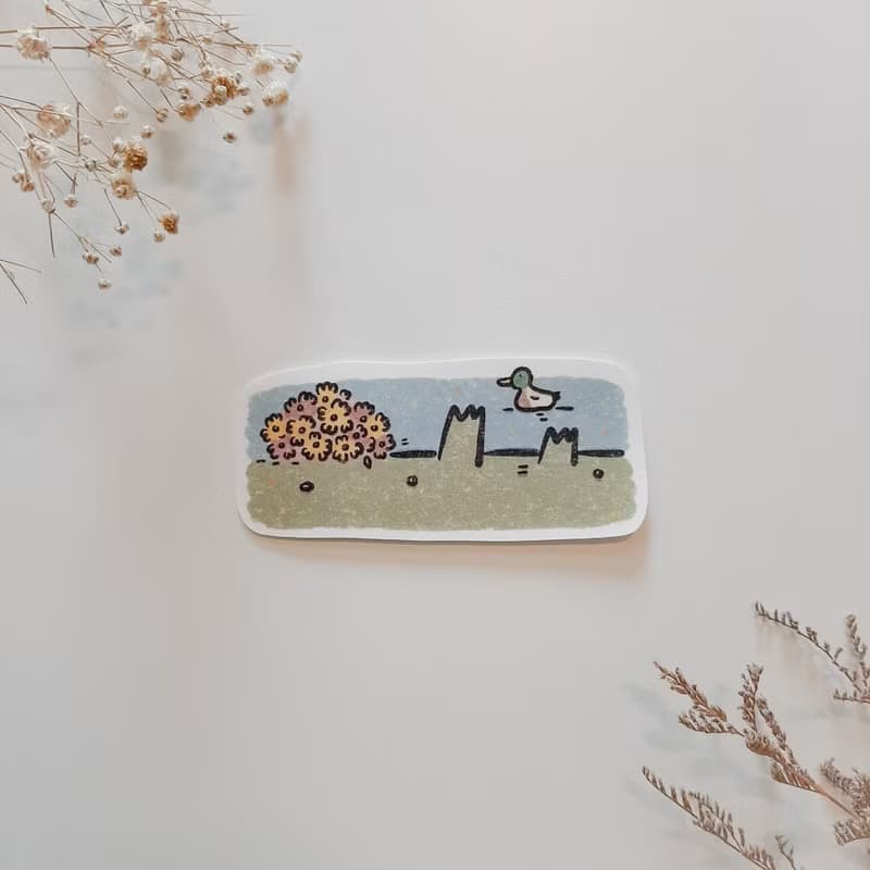 防水貼紙－池塘裡的鴨鴨 (大)