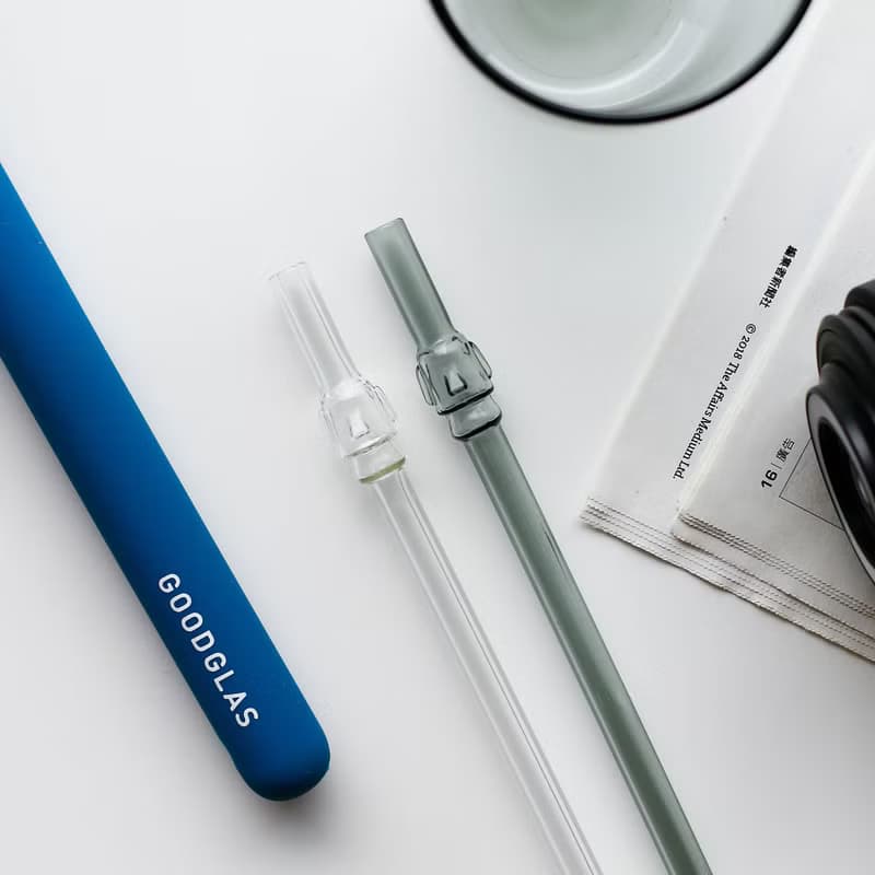 摩艾細造型玻璃吸管-透黑