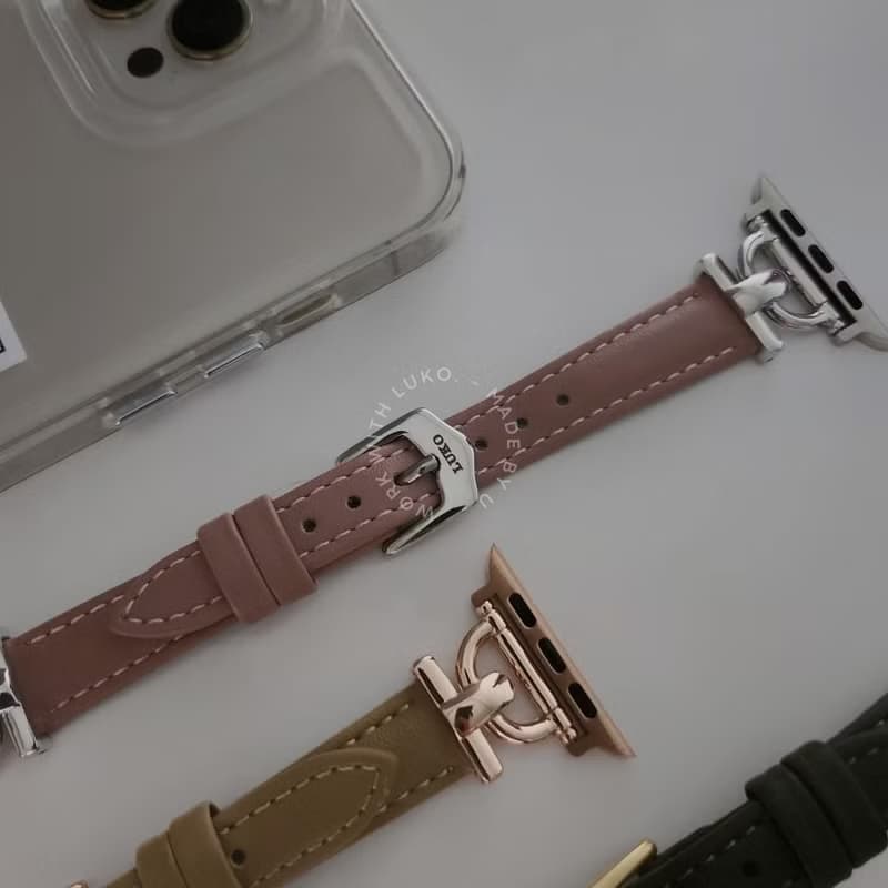 Apple Watch | 訂製感 | 軟真皮不鏽鋼金屬鋼環錶帶