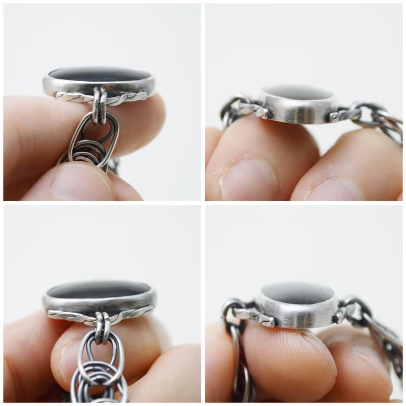 段落系列-深藍色堇青太陽石‧硫化純銀手工鍊手鍊