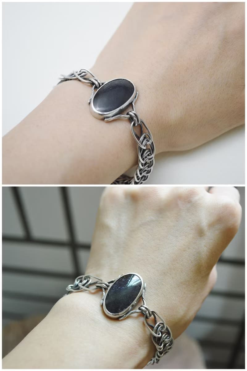 段落系列-深藍色堇青太陽石‧硫化純銀手工鍊手鍊