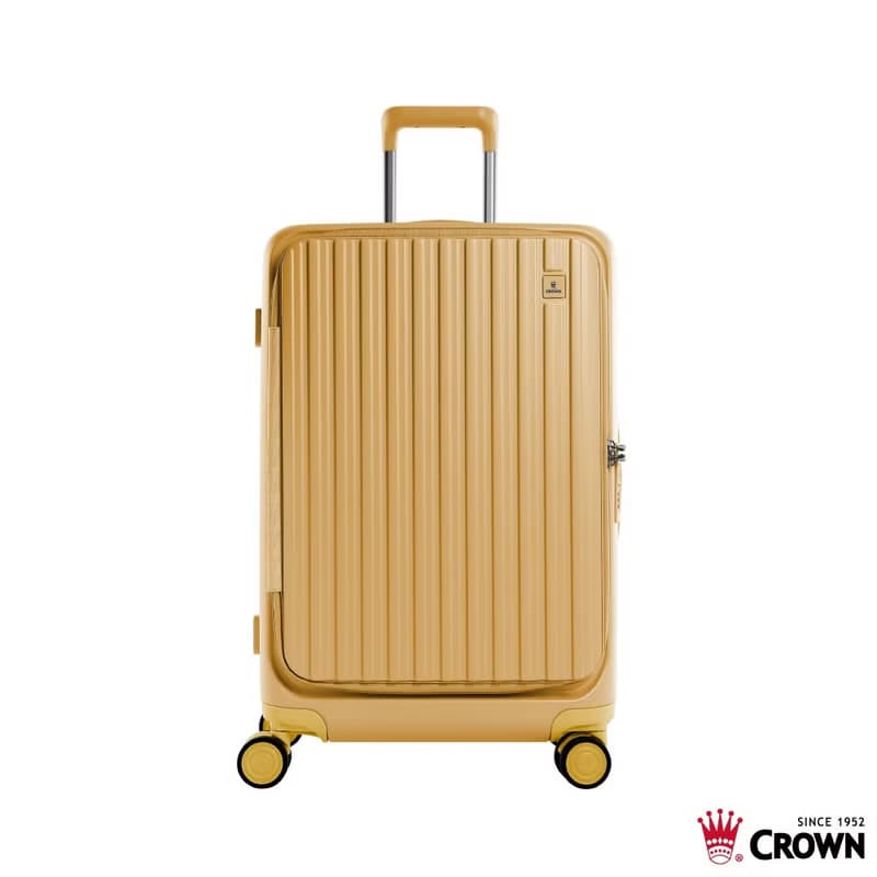 【CROWN】26吋 BOXY 前開框架拉桿箱 託運箱  黃色