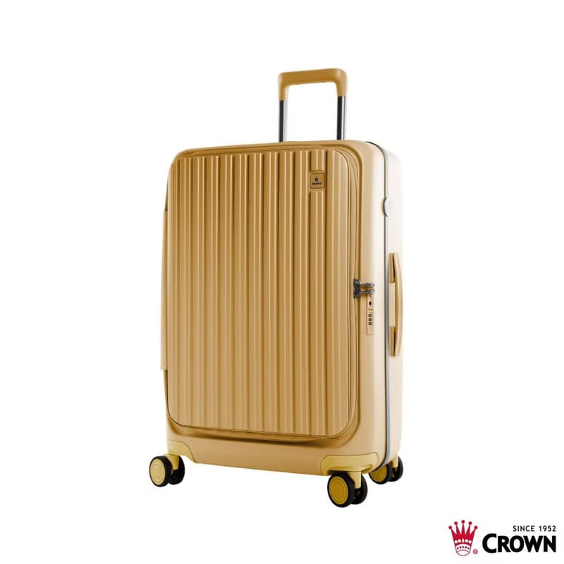 【CROWN】26吋 BOXY 前開框架拉桿箱 託運箱  黃色