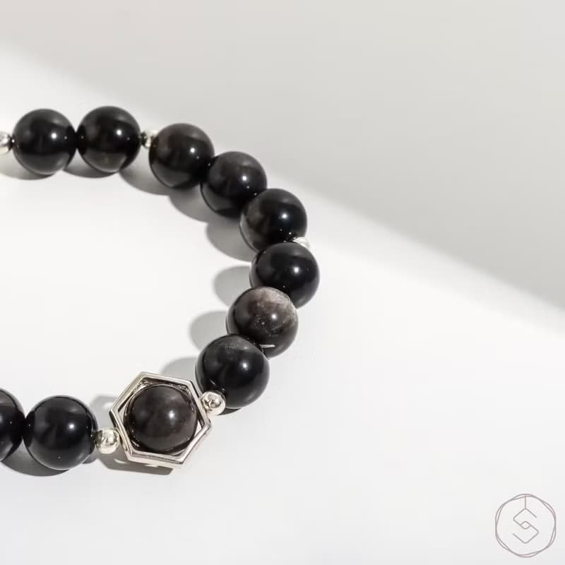 滄海 | 銀曜石 S925純銀 | 男款水晶手鍊