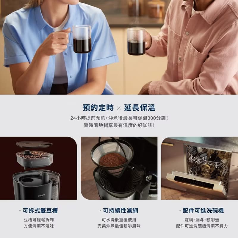 Philips 飛利浦 全自動雙研磨美式咖啡機 HD7900/50+CA6500奶泡機