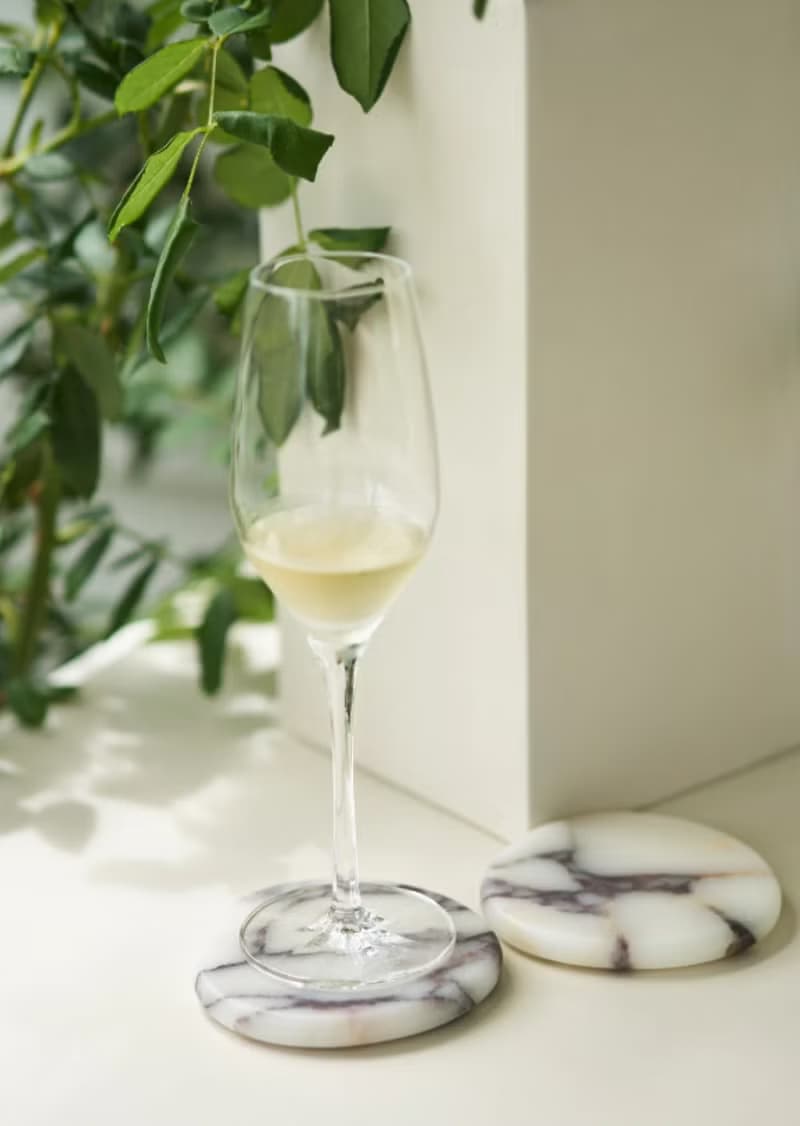 石杯墊兩件組 寶格麗大理石 Calacatta viola