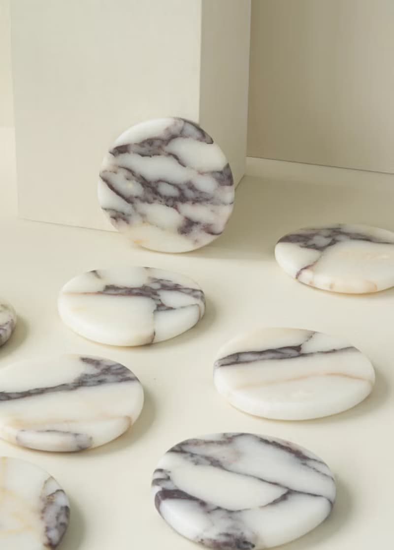 石杯墊兩件組 寶格麗大理石 Calacatta viola