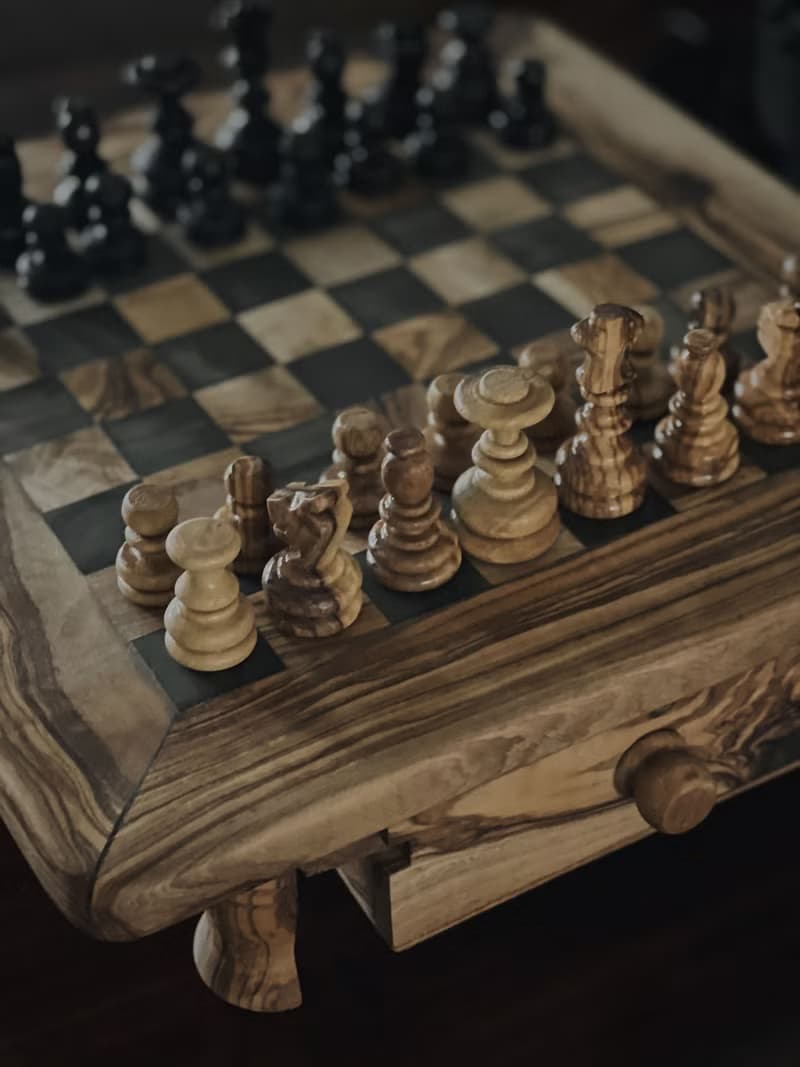 橄欖木國際象棋套裝 | 原木質感設計