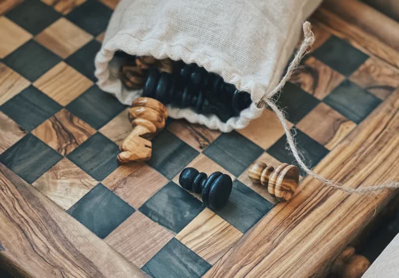 橄欖木國際象棋套裝 | 原木質感設計