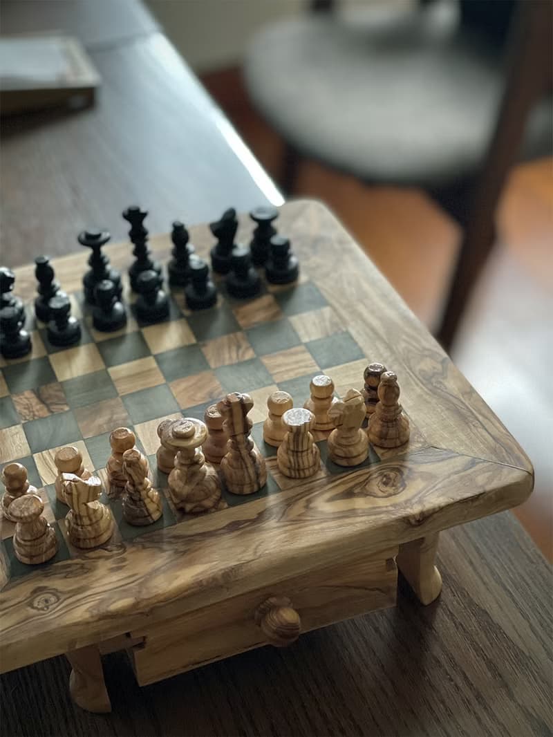 橄欖木國際象棋套裝 | 原木質感設計