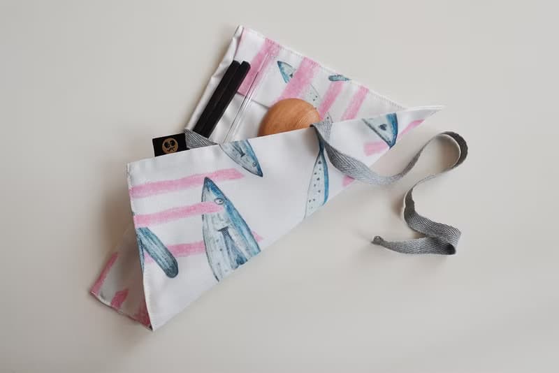 餐具袋 環保餐具收納 吸管收納袋 餐具布套-愁刀魚 印花