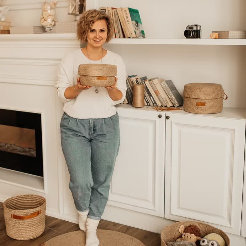 Jute Basket Round placemats Storage basket Set of 6 Rope baskets with lid