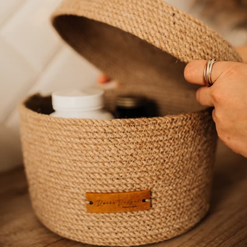 Jute Basket Round placemats Storage basket Set of 6 Rope baskets with lid