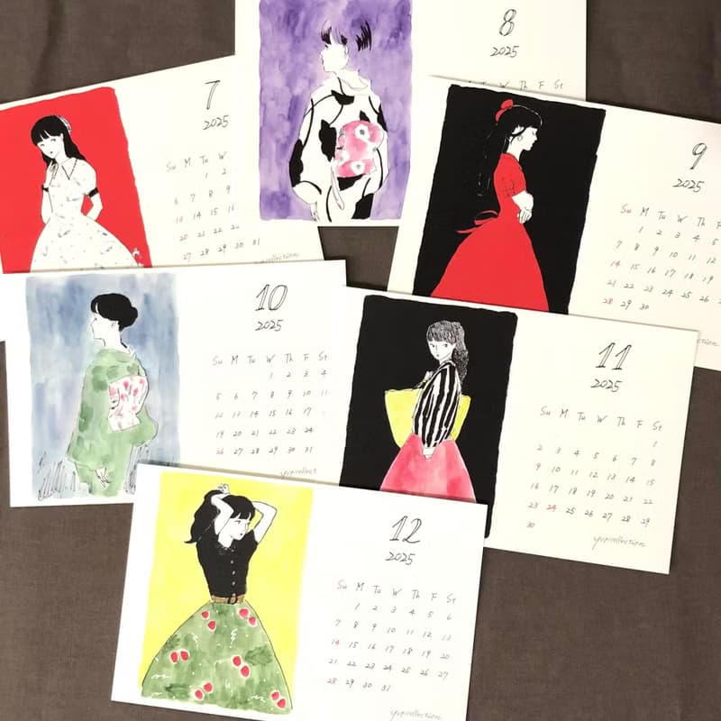 2025年Yuppiカレンダー レトロイラスト着物イラスト