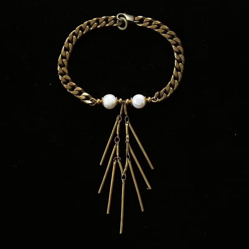黃銅魚骨珍珠手鍊