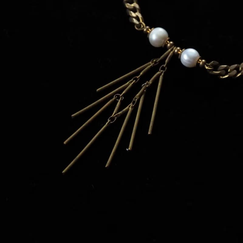 黃銅魚骨珍珠手鍊