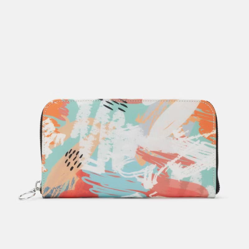 ゆめかわいいきらびやかなパステルでメルヘンチックなアバロン貝 長財布ポーチ 本革