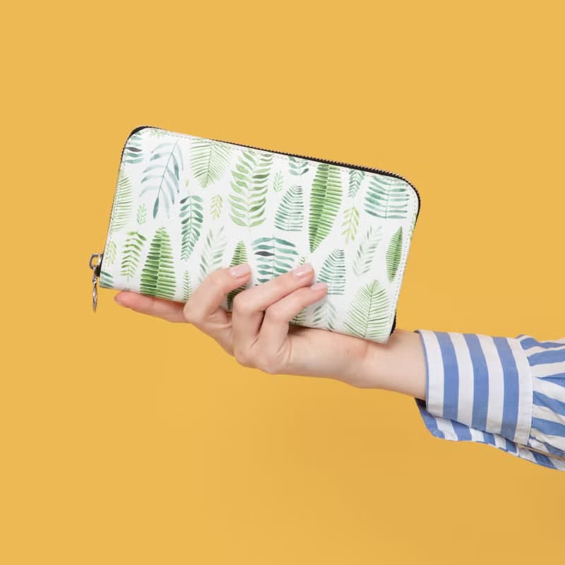 ゆめかわいいきらびやかなパステルでメルヘンチックなアバロン貝 長財布ポーチ 本革