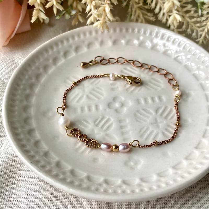 老林雜貨 | 花花雙色珍珠手鍊