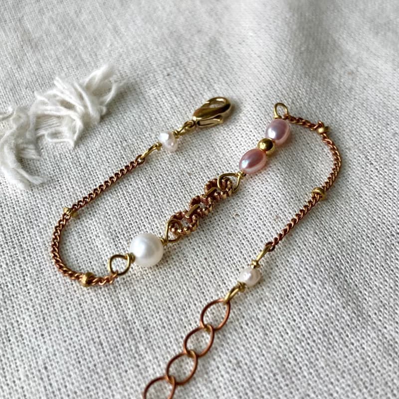 老林雜貨 | 花花雙色珍珠手鍊