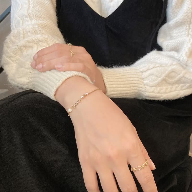 老林雜貨 | 花花雙色珍珠手鍊