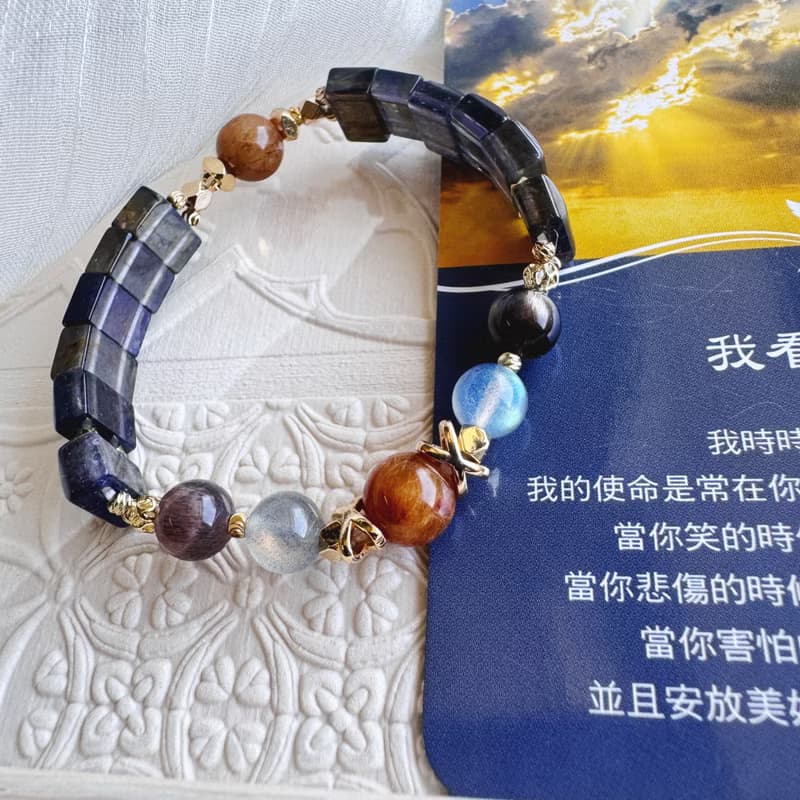 堇青石手排設計 魔鬼鈦晶 招財 人緣 洞察