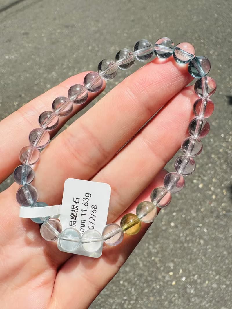 精品級自用天然彩色摩根石水晶6.5mm11.63g釋放壓力情感療癒