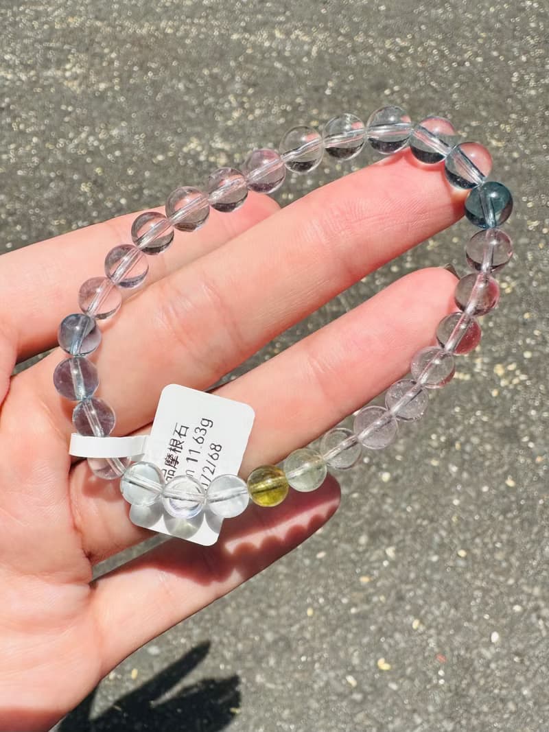 精品級自用天然彩色摩根石水晶6.5mm11.63g釋放壓力情感療癒