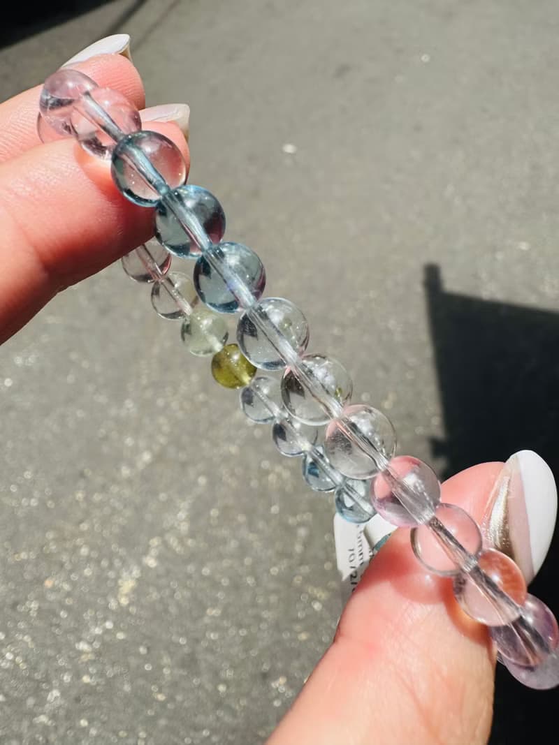 精品級自用天然彩色摩根石水晶6.5mm11.63g釋放壓力情感療癒